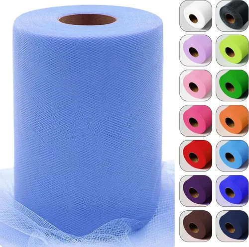 Miniatura 24 de Rollos de tela de tul verde ácido de 6 pulgadas por 100 yardas (300 pies) Cinta de tul para tutú, falda, envoltorio de regalo, decoración de boda