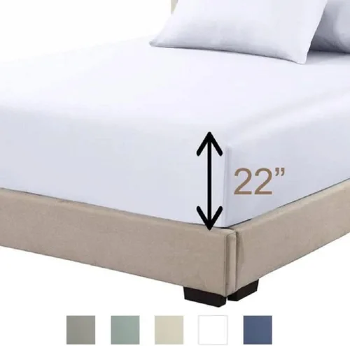 Miniatura 2 de Sábana bajera ajustable de percal, bolsillo extra profundo (22 pulgadas), tamaño individual XL, color gris sólido