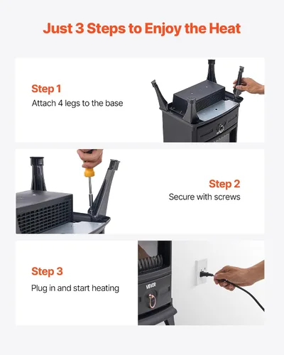 Miniatura 5 de VEVOR Chimeneas independientes de 22.8 pulgadas, calentador eléctrico portátil de 1500 W, 5120 BTU, con protección contra sobrecalentamiento, llamas