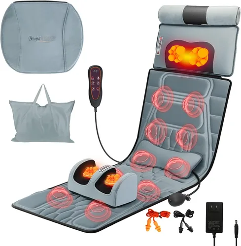 Miniatura 12 de KOCASO Alfombrilla de masaje de cuerpo completo de piel sintética, almohadilla multifuncional para silla de masaje con temporizador de calor