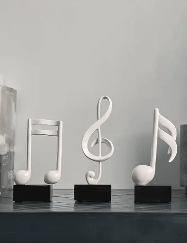Miniatura 4 de HAUCOZE Decoración de notas musicales, decoración musical, regalos, centro de mesa, escultura, piano, estatua, blanco, 7.5 pulgadas