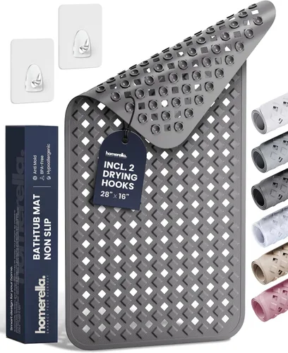 Miniatura 24 de Homerella® Alfombrilla de Bañera Antideslizante 35x16, Incl. Ganchos para Secar, Extra Larga, 100% Libre de BPA, Alfombrilla de Ducha Antideslizante