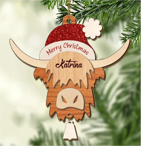 Miniatura 12 de Hyturtle Regalos de Adornos de Navidad Personalizados para Amantes de Vacas Highland - Adorno de Cerámica Navideño de Vaca Highland con Nombre