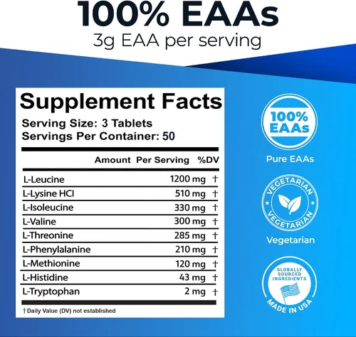 Miniatura 2 de Ultimate Suplemento de aminoácidos esenciales 100% para definición, ayuno y entrenamientos - Los 9 EAA, 40% leucina - Proporción BCAA ideal
