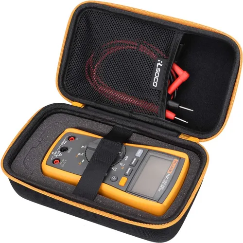 RLSOCO Funda de transporte para multímetro digital Fluke 15B+/17B+/117/107/115/116/101/179/106/113/177/114/178/233 y más - cremallera amarilla (con
