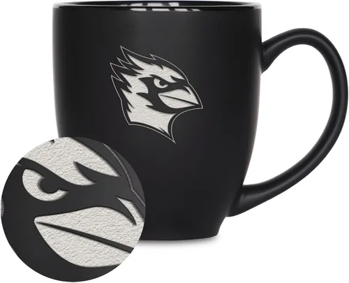 Miniatura 420 de Rico Industries - Taza de cerámica mate negra con grabado láser estándar de 15oz para NCAA (escuelas T & U) - Para bebidas calientes o frías