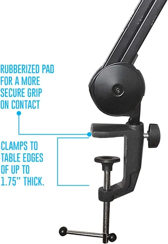 Miniatura 5 de AxcessAbles - Brazo de brazo de micrófono resistente de 3.3 pies con cable XLR de 6 pies y lazos, capacidad de 5 libras, soporte de escritorio