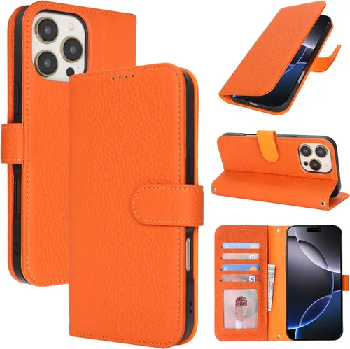 Miniatura 129 de Zouzt Funda para iPhone 11 de 6.1 pulgadas de piel auténtica con 4 ranuras para tarjetas, tarjetero con bloqueo RFID, tapa magnética, función atril