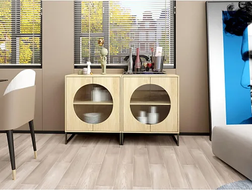Miniatura 5 de Gabinete con puertas de cristal, gabinete de baño de 26 pulgadas, gabinete de almacenamiento para cocina de pared con 2 puertas, aparador de buffet