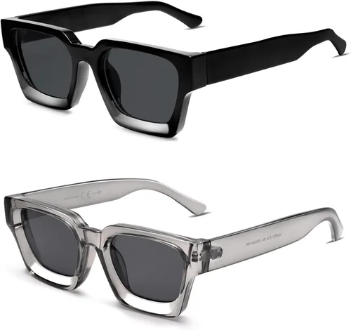 Miniatura 67 de VANLINKER Gafas de sol cuadradas gruesas para hombres y mujeres, retro, rectangulares, con protección UV400, VL9731