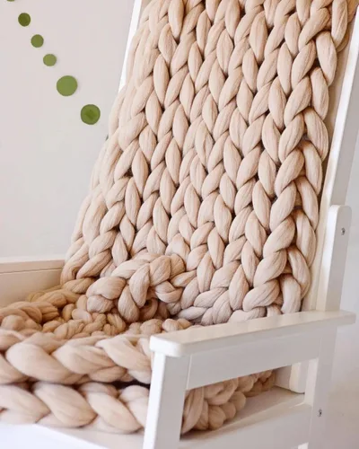 Miniatura 3 de Manta bohemia de punto grueso, tamaño matrimonial, color beige, hecha a mano para decoración de cama, manta de ganchillo, regalo para cumpleaños