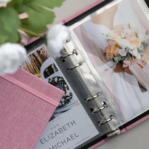 Miniatura 34 de Álbum de fotos de cabina de fotos - Cuaderno con purpurina de 6 anillas, carpeta brillante con 20 fundas para fotos de 2x6 - Se adapta a 80 tiras