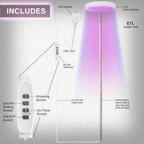Luz LED de 10 W en maceta, espectro específico para un mejor crecimiento, doble ajuste: vegetativo y floración. Puedes cultivar plantas al aire