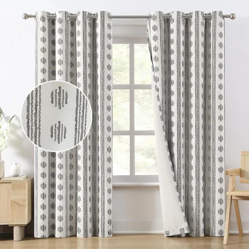 Miniatura 24 de Melodieux Cortinas bohemias 80% opacas de 63 pulgadas de largo para dormitorio, sala de estar, oscurecimiento de sala de estar, cortinas