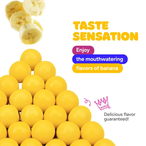 Miniatura 6 de Bolas de chicle para máquina de chicles de 1 pulgada, 1.7 libras, 96 bolas de goma de mascar de plátano para niños