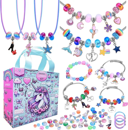 Miniatura 13 de AIPRIDY Kit de fabricación de pulseras con dijes, juego de regalos de unicornio sirena que puede inspirar imaginación y creatividad, kit de 104