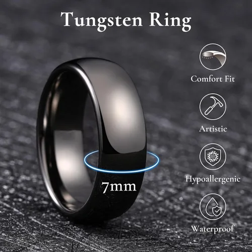 Miniatura 100 de King Will Alianza de boda de carburo de tungsteno para hombres y mujeres, anillos de promesa para parejas abovedados de alto pulido