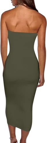 Miniatura 5 de BORIFLORS - Vestido de tubo Bodycon sin mangas para mujer, largo midi