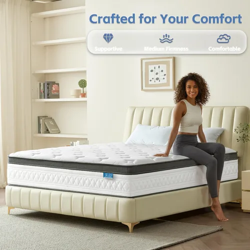 Miniatura 6 de Colchón Queen Breezleep, Colchón Híbrido Refrescante de 12 Pulgadas Tamaño Queen en una Caja, Firmeza Media con Espuma Viscoelástica de Gel
