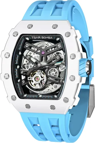Miniatura 31 de TSAR BOMBA Relojes automáticos para hombre, 164.0 ft, impermeable, reloj mecánico japonés, reloj mecánico para hombre, movimiento Tonneau, caja