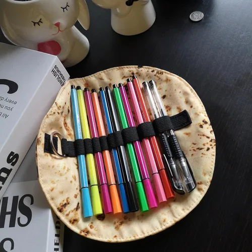 Miniatura 3 de WONIU 2 fundas enrollables divertidas de tortilla de burrito, creativas y lindas bolsas de suministros escolares para niños y estudiantes, regalos