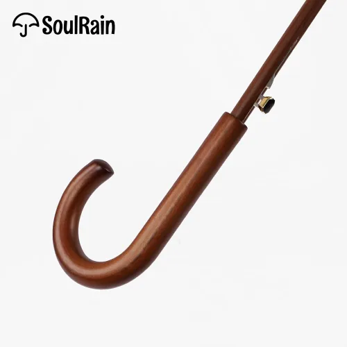 Miniatura 8 de SoulRain Paraguas clásico con mango de madera de 48 pulgadas, apertura automática, resistente al viento, transparente, irrompible, paraguas
