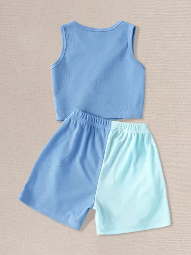 Miniatura 2 de Verdusa Conjunto de 2 piezas de camiseta corta sin mangas y pantalones cortos para niña