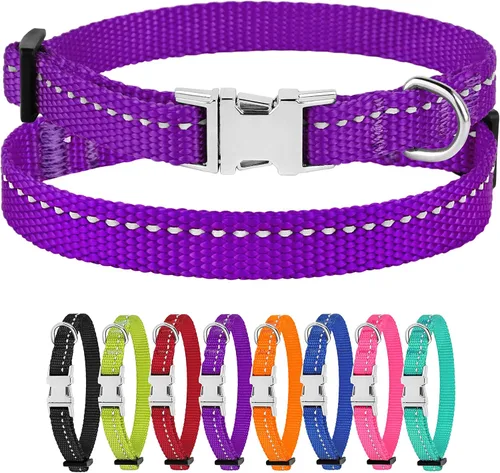 Miniatura 55 de CollarDirect Collar reflectante para perro o cachorro pequeño, mediano y grande con hebilla de liberación rápida, para machos y hembras, nailon Rojo