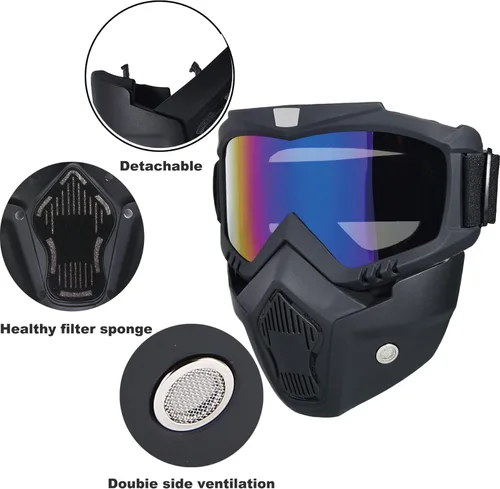 Miniatura 2 de Máscara de Paintball Antiniebla, Máscara Táctica de Cara Completa Desmontable Ajustable, Máscara de Esquí, Gafas de Protección Facial