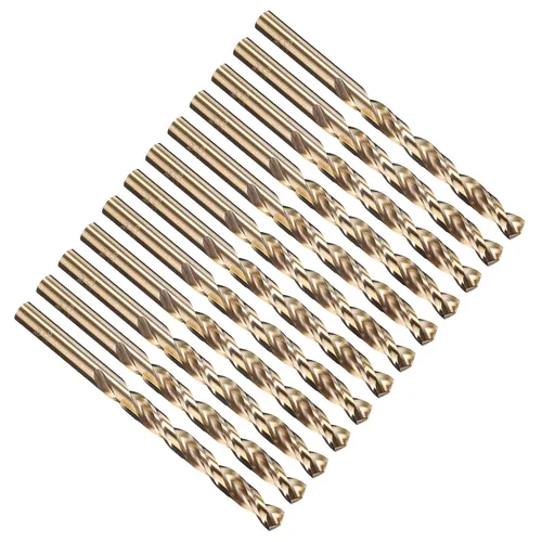 Miniatura 157 de PATIKIL Broca Jobber de 0.039 in, vástago recto M35 cobalto 5% acero de alta velocidad 135° acabado dorado para metal duro de acero inoxidable - 2