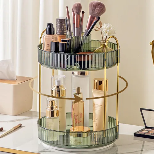 Miniatura 8 de Aveniee Organizador de maquillaje giratorio de 360 grados para tocador, organizadores de baño mejorados para perfume y cuidado de la piel