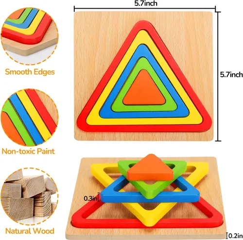 Miniatura 6 de Rompecabezas Montessori para niños pequeños, juguete de clasificación de formas de madera, juguete sensorial, actividades para niños pequeños