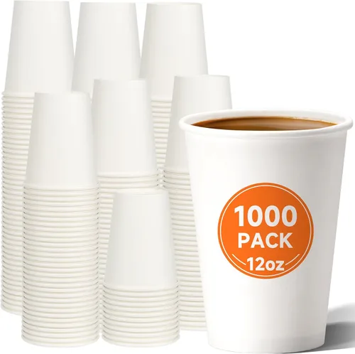 Miniatura 11 de METAPRINT 500 unidades de 12 onzas tazas de papel desechables para café, tazas de papel blancas para café caliente para cafeterías, bistrós, fiestas
