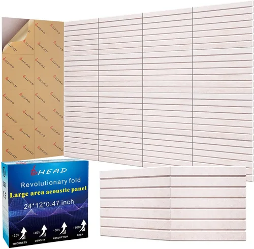 Miniatura 19 de BSHEAD 10 piezas de paneles acústicos de microfibra de 165dtex, paneles de pared insonorizantes autoadhesivos, paneles de espuma de 12 x 12 x 0.4