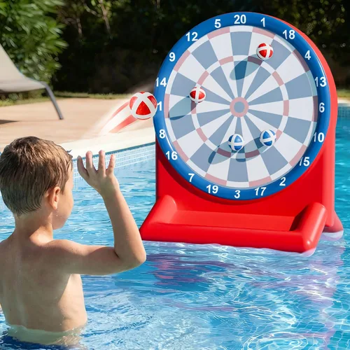 Miniatura 9 de iPlay, iLearn Divertidos juguetes de piscina para niños, juegos inflables de tablero de dardos, flotadores de piscina, patio de playa, juego al aire