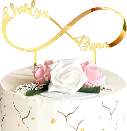 Decoración de pastel infinito con nombres personalizados, decoración de pastel de boda, letrero de Sr. y Sra., compromiso, aniversario, regalo del