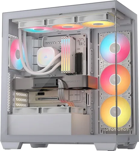 Miniatura 10 de Caja de PC CORSAIR 3500X RS-R ARGB de torre media – 3 ventiladores ARGB RS120-R preinstalados, brazo anti-hundimiento para GPU, compatible con hasta