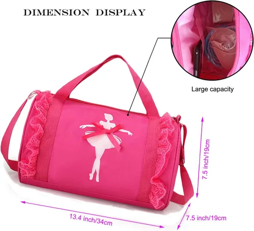 Miniatura 2 de Linda mochila de ballet para bailar tutú, bolsa de baile, impermeable, pequeña, bolsa de ballet, bolsa de gimnasio (morado)
