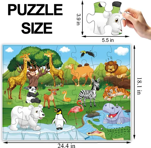 Miniatura 2 de Rompecabezas de piso jumbo para niños, rompecabezas grandes de 35 piezas para niños de 3 a 5 años, juguetes de aprendizaje y educación preescolar