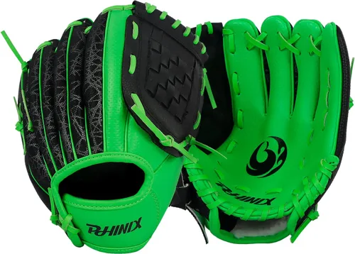PHINIX Guantes de béisbol para jugar y entrenar de 8.5 a 9 pulgadas Verde sin bola