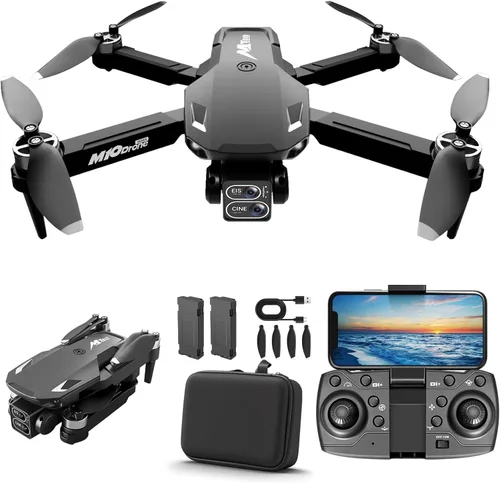 Dron con cámara para adultos y niños 2K, despegue y aterrizaje con una tecla, dron FPV RC con cámara para principiantes, modo sin cabeza, 3 Negro