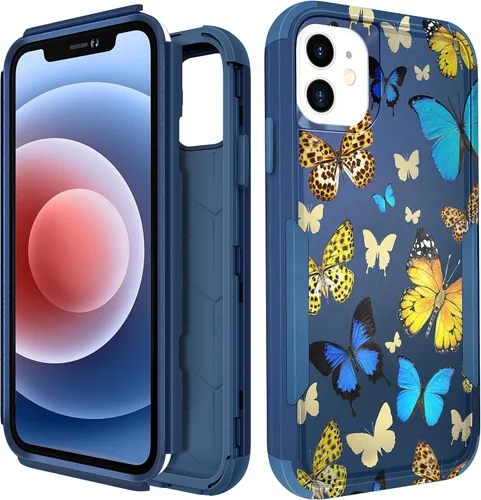 para iPhone 11 - Funda para mujeres y niñas, diseño único estético, mariposa azul kawaii para adolescentes, funda protectora resistente, dura, a