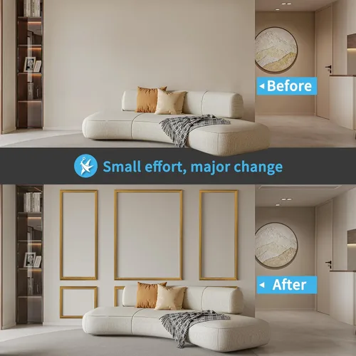 Miniatura 2 de Art3d - Juego de 6 molduras precortadas para pared, paneles de revestimiento para montar, para interior, sala de estar, dormitorio, se instalan