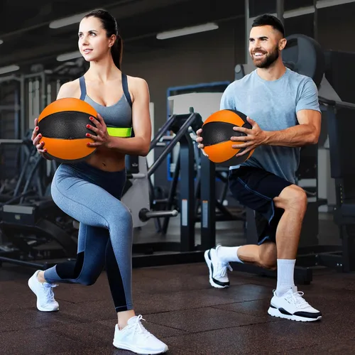 Miniatura 5 de Pelota medicinal Slam de 12 libras con peso y agarre texturizado de carcasa de goma para fuerza central, ejercicio, cardio, equilibrio y flexibilidad