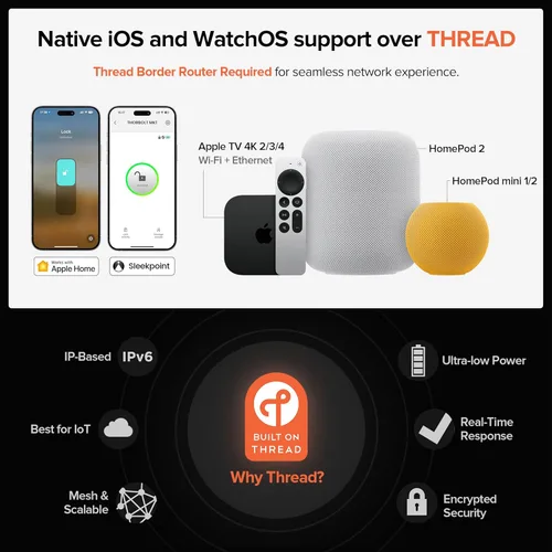 Miniatura 3 de ThorBolt X1 Apple Home - Llave para desbloquear, solo para iOS, entrada sin llave, cerradura de puerta, cerradura de cerrojo de teclado funciona