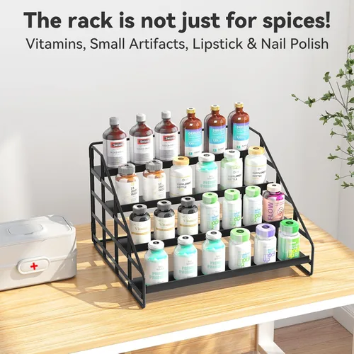Miniatura 4 de Bunoxea Estante de Especias de 4 Niveles Organizador de Gabinete de Cocina, Estante de Especias de Encimera, Estante de Gabinete con Profundidad