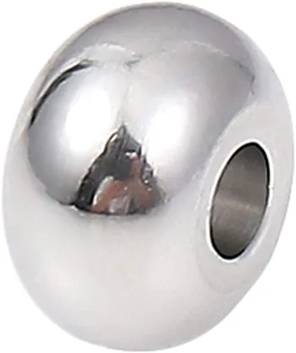 BEADIA Cuentas espaciadoras de acero inoxidable de 0.197 x 0.118 in Rondelle sueltas para hacer joyas de bricolaje, 100 unidades con agujero de