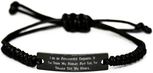 Cool Aerospace Engineer, soy un ingeniero aeroespacial. If You Think My Hands are, pulsera de cuerda negra navideña para ingeniero aeroespacial
