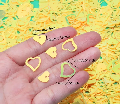 Miniatura 2 de ONLYKXY 1200 piezas de confeti en forma de corazón, decoración de mesa de boda, confeti con purpurina para fiesta de boda (amarillo brillante)