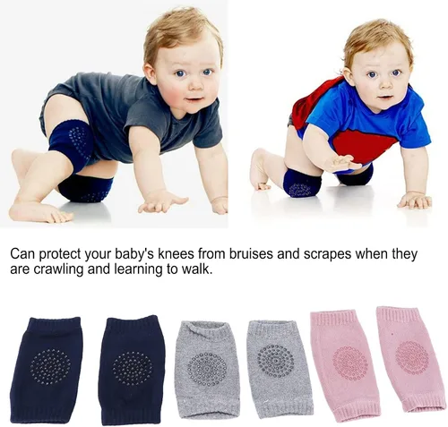 Miniatura 8 de 3 pares de protectores de rodilla para bebé que gatea la rodilla antideslizante algodón unisex bebé rodilla cómoda y transpirable para bebés